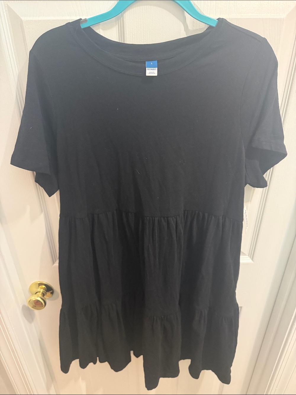 Women's Black Tiered Short-Sleeve Dress